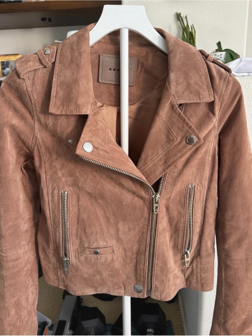 Blank NYC Suede Moto Jacket - Brownish,Brick